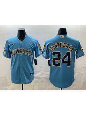 William Contreras Blue Jersey Stitched